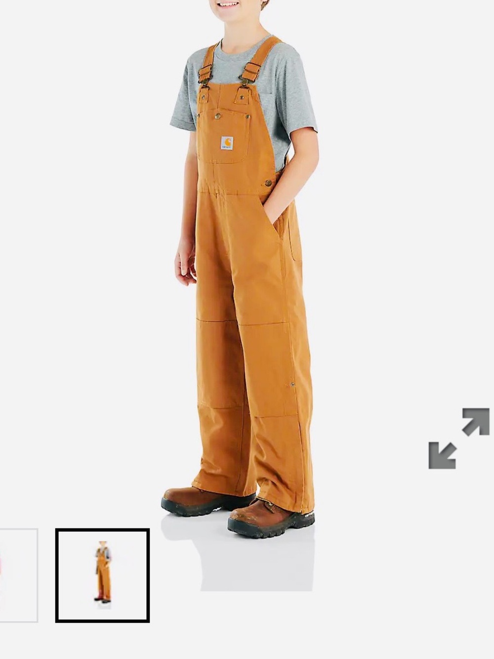 Carhartt Brown/Tan Duck Bib Like new Boys Size 10 Overalls Jumpsuit